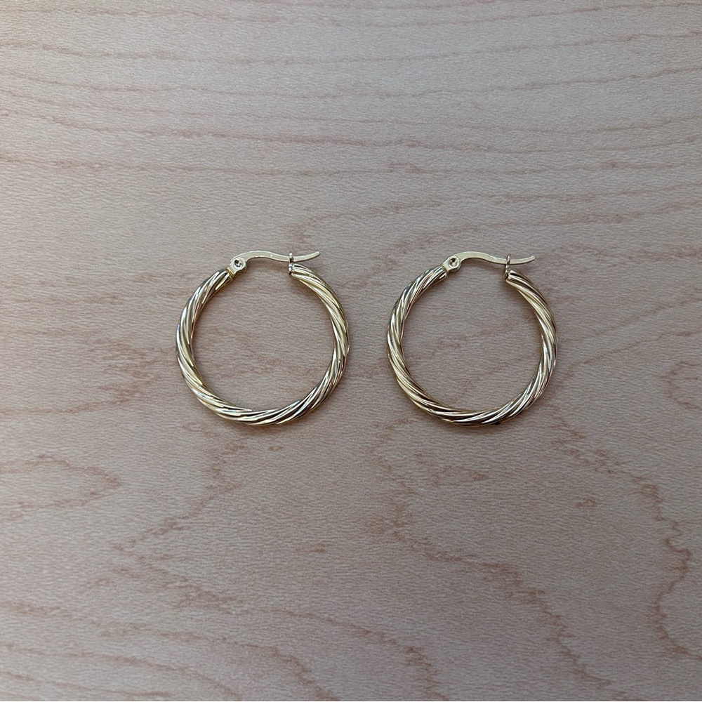 Gold Twisted Hoop Earrings - Women Jewelry